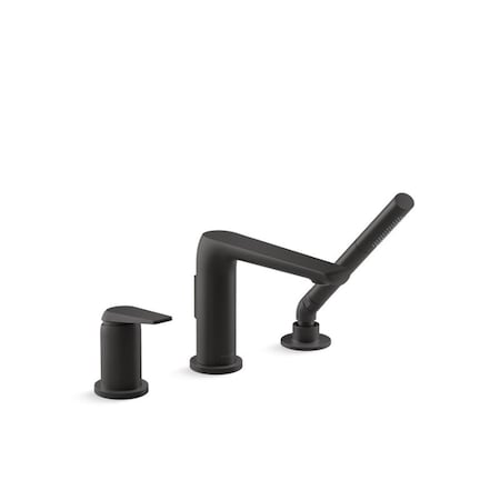 Kohler Tub Filler, Matte Black, Widespread; Deck Mounted 97360-4-BL